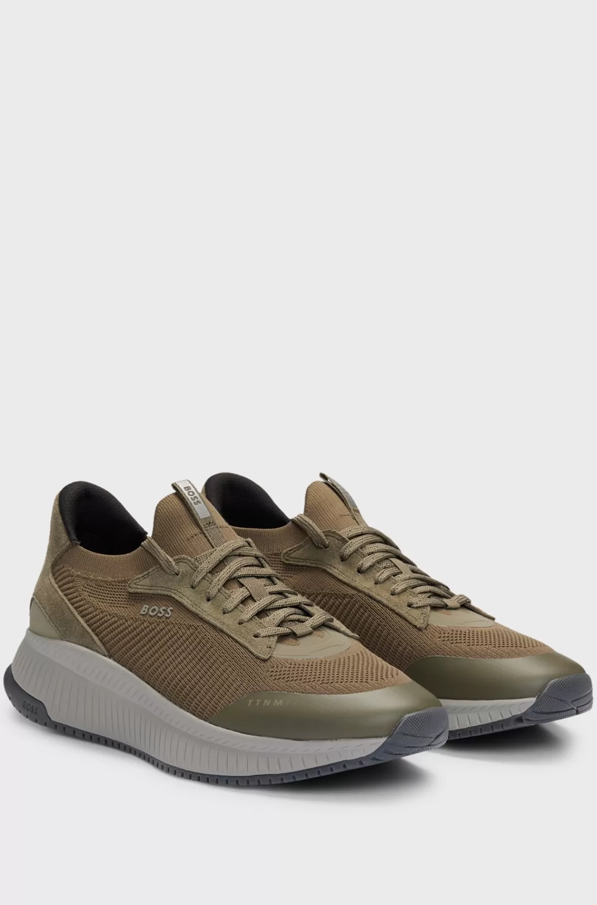 HUGO BOSS TTNM EVO-sneakers Med Strikket Overdel Mørkegrøn Cheap