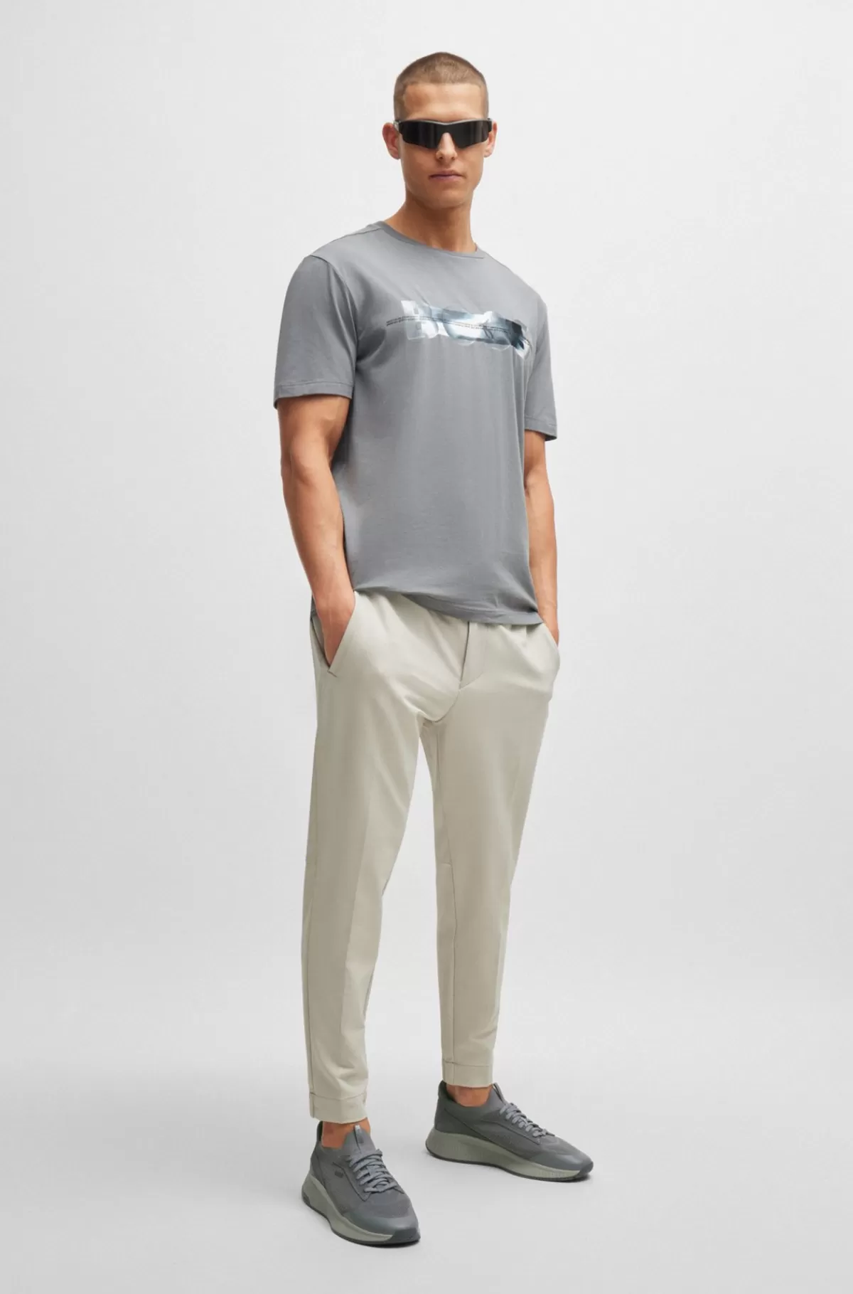 HUGO BOSS TTNM EVO-sneakers Med Strikket Overdel Mørkegrå Cheap