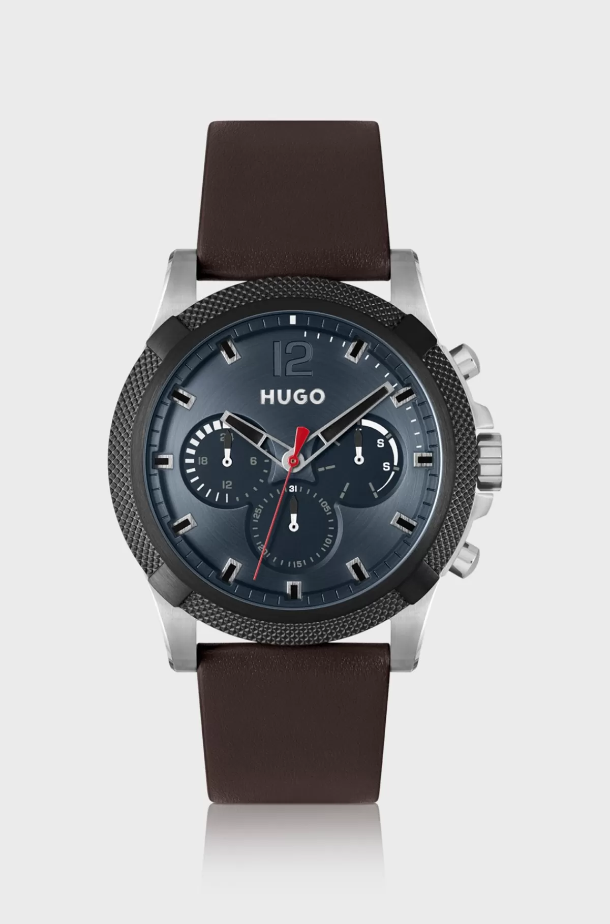 HUGO BOSS Ur Med Sub-registre Og Brun Læderrem Mørkebrun Online