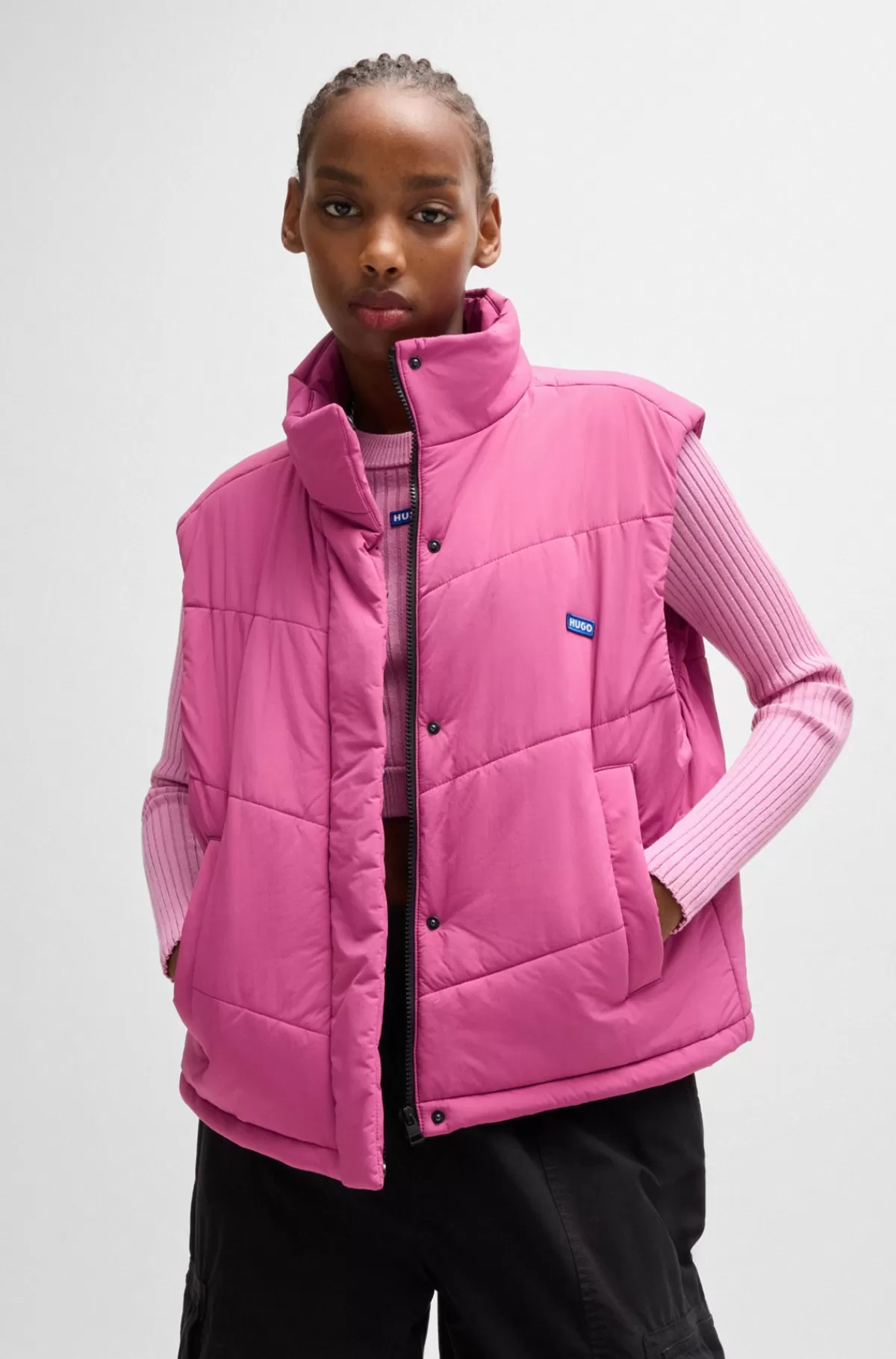 HUGO BOSS Vandafvisende Vest Med Blåt Logomærkat Pink Cheap