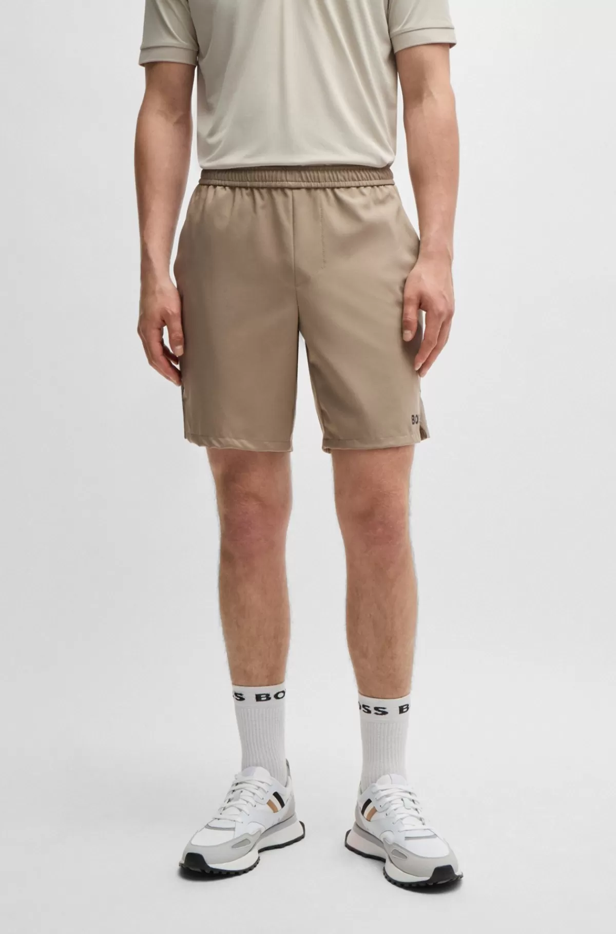 HUGO BOSS Vandskyende BOSS X Matteo Berrettini-shorts Med Logoprint Beige Cheap