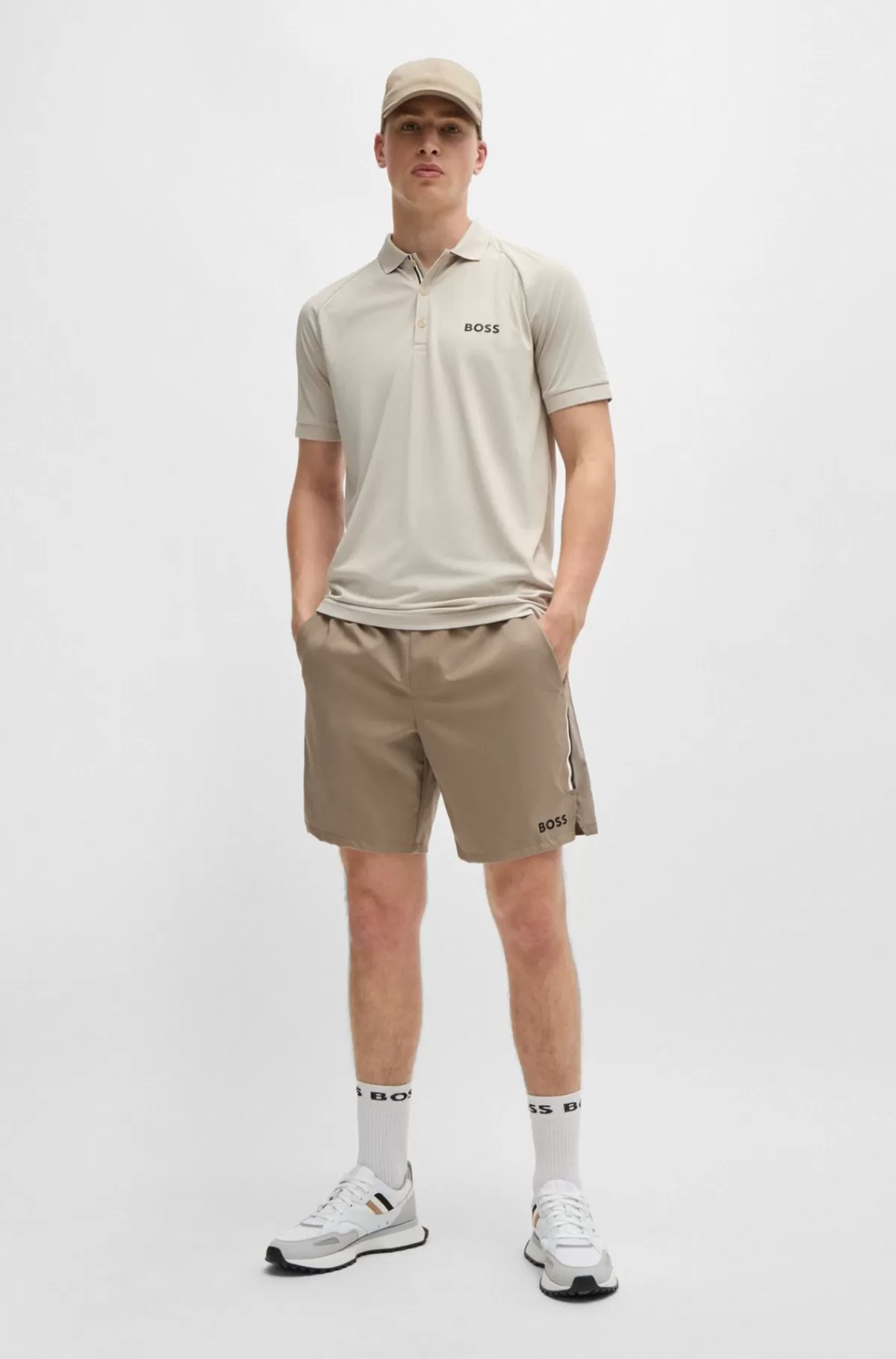 HUGO BOSS Vandskyende BOSS X Matteo Berrettini-shorts Med Logoprint Beige Cheap