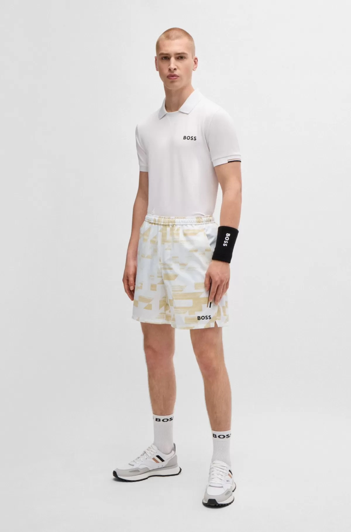 HUGO BOSS Vandskyende BOSS X Matteo Berrettini-shorts Med Logoprint Naturlig Outlet