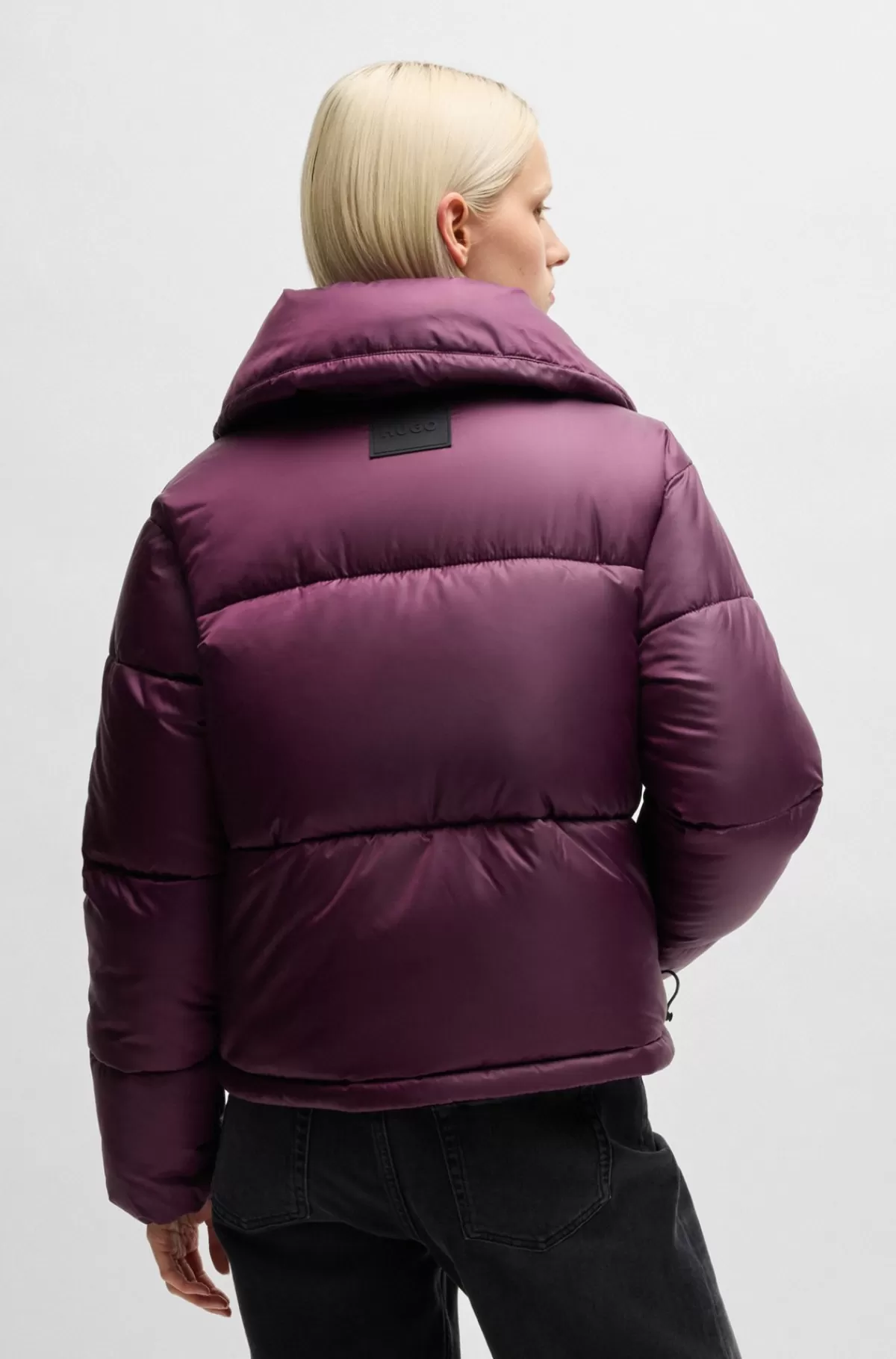 HUGO BOSS Vandskyende Dunjakke Med Logomærke Mørkerød Shop