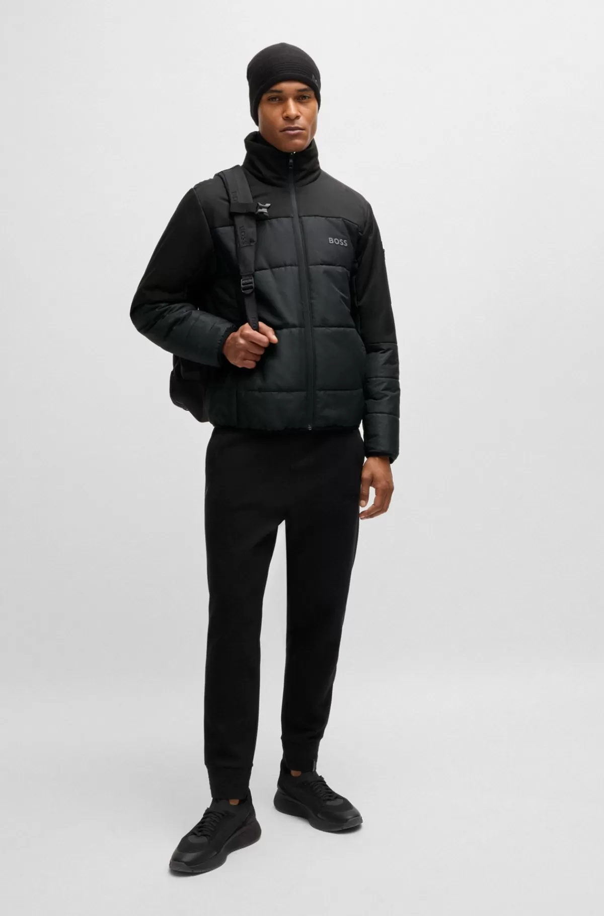 HUGO BOSS Vandskyende Dynejakke Med Logoprint Sort Cheap