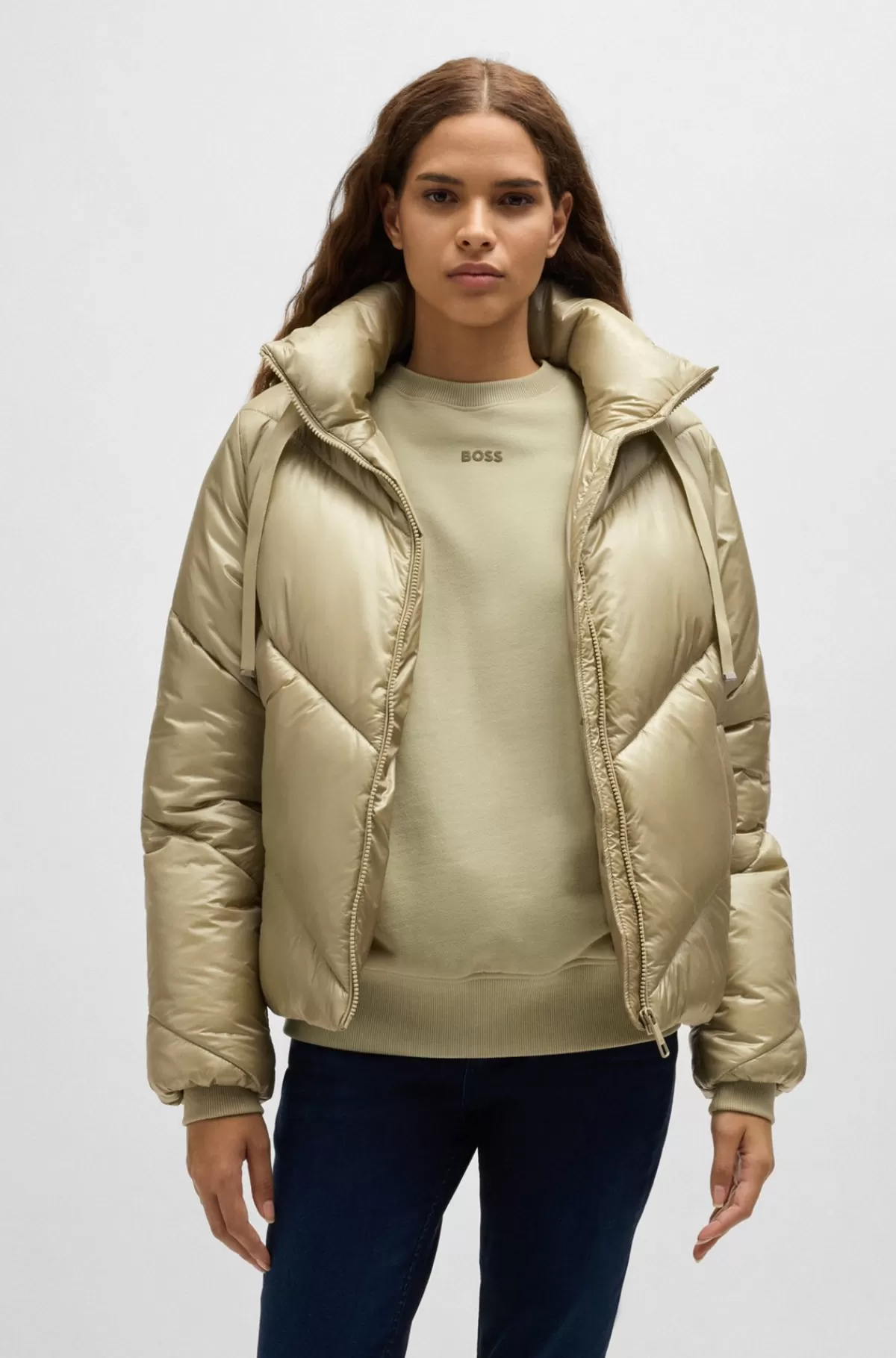 HUGO BOSS Vandskyende Dynejakke Med Snore Beige Cheap