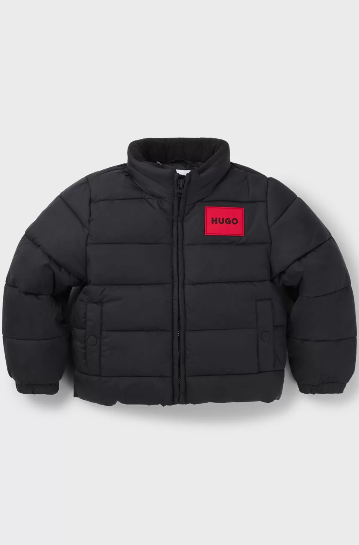 HUGO BOSS Vandskyende Dynejakke Til Børn Med Gemt Hætte Sort Clearance