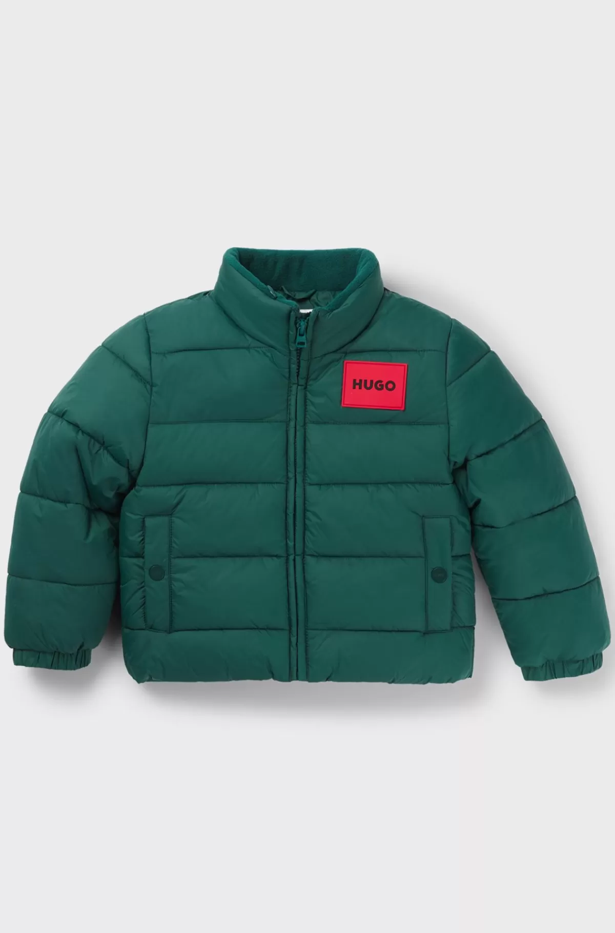 HUGO BOSS Vandskyende Dynejakke Til Børn Med Gemt Hætte Grøn Best Sale