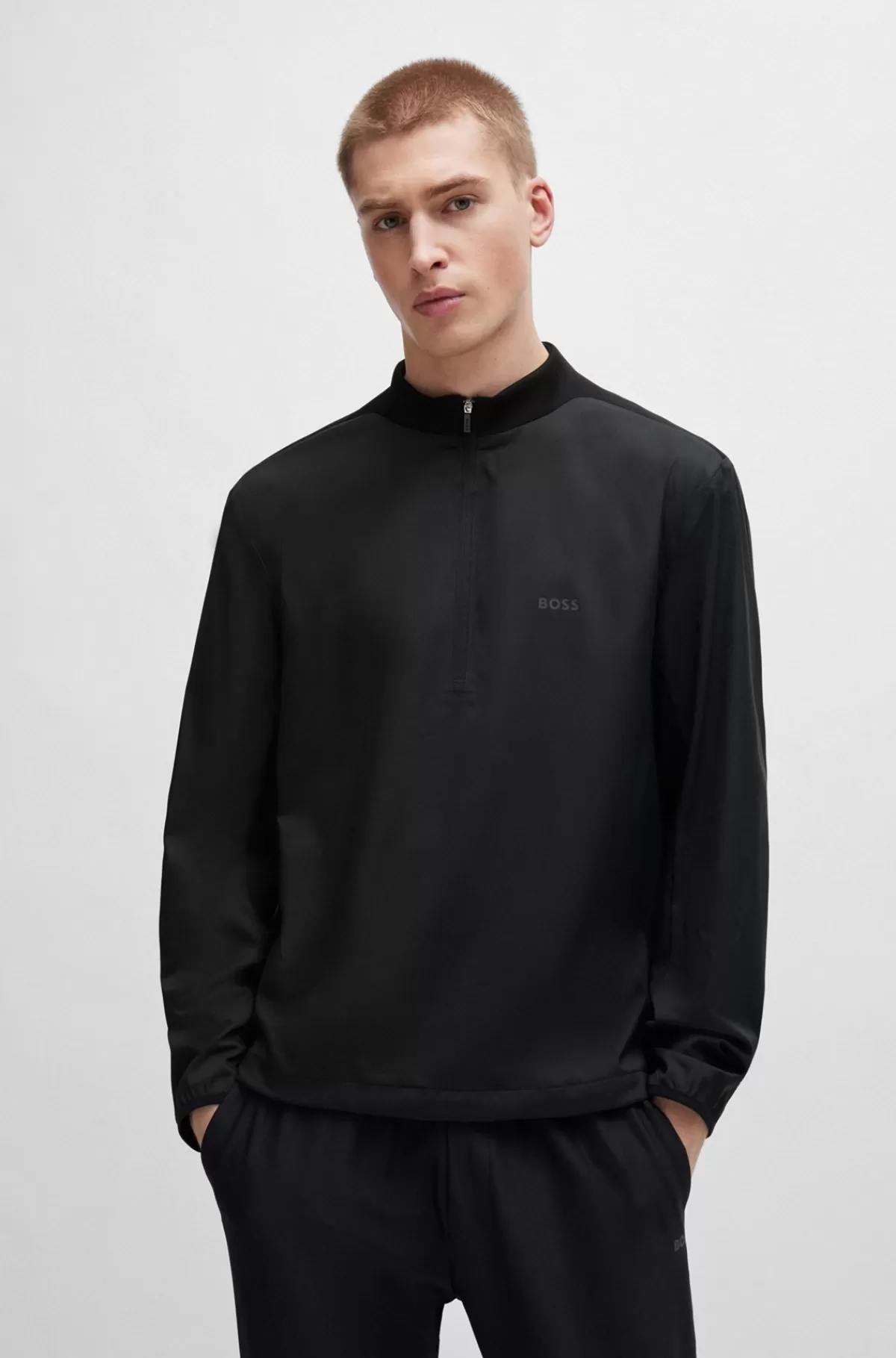 HUGO BOSS Vandskyende Jakke I Anorakstil Med Logo Sort Store