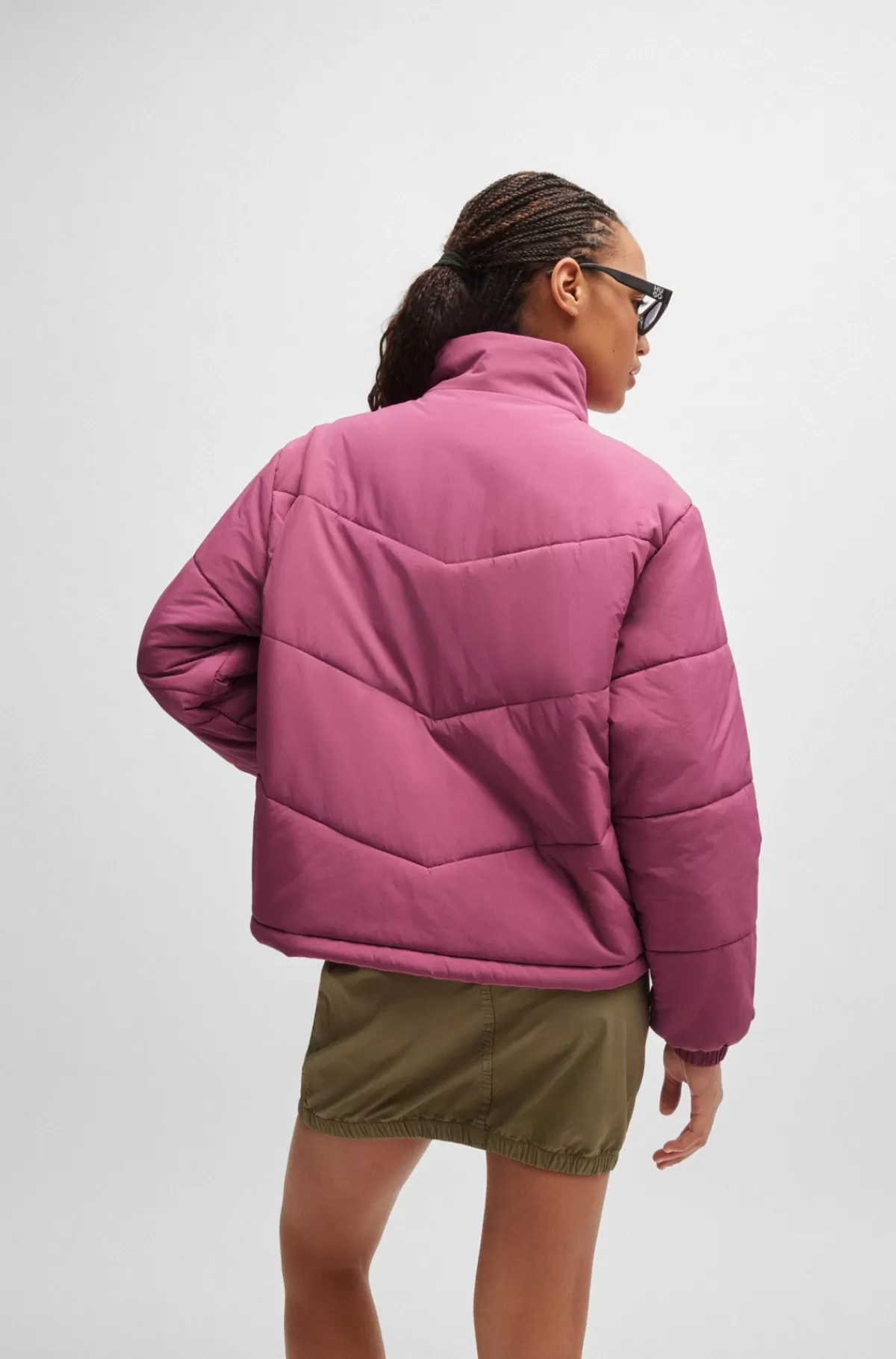 HUGO BOSS Vandskyende Jakke Med Blåt Logomærkat Pink Online