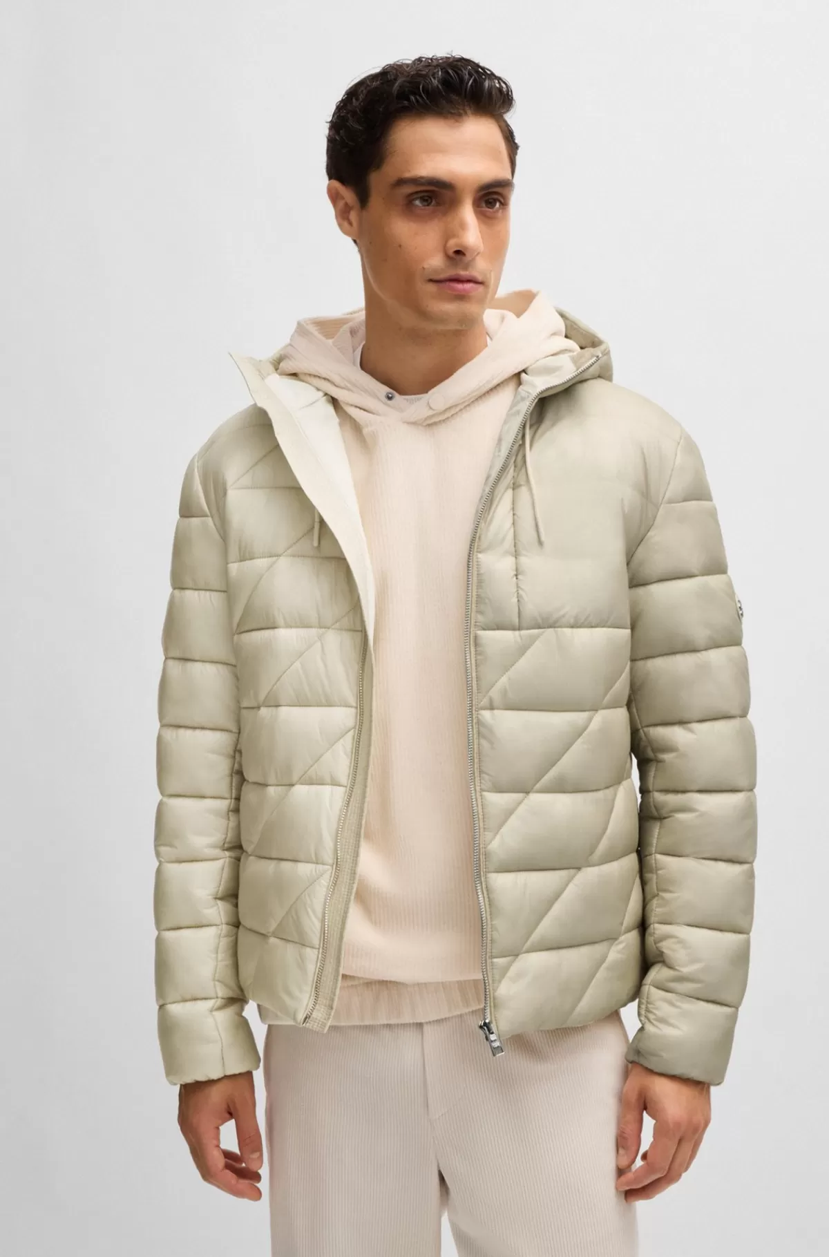 HUGO BOSS Vandskyende Jakke Med Dobbelt B-monogram Naturlig Outlet