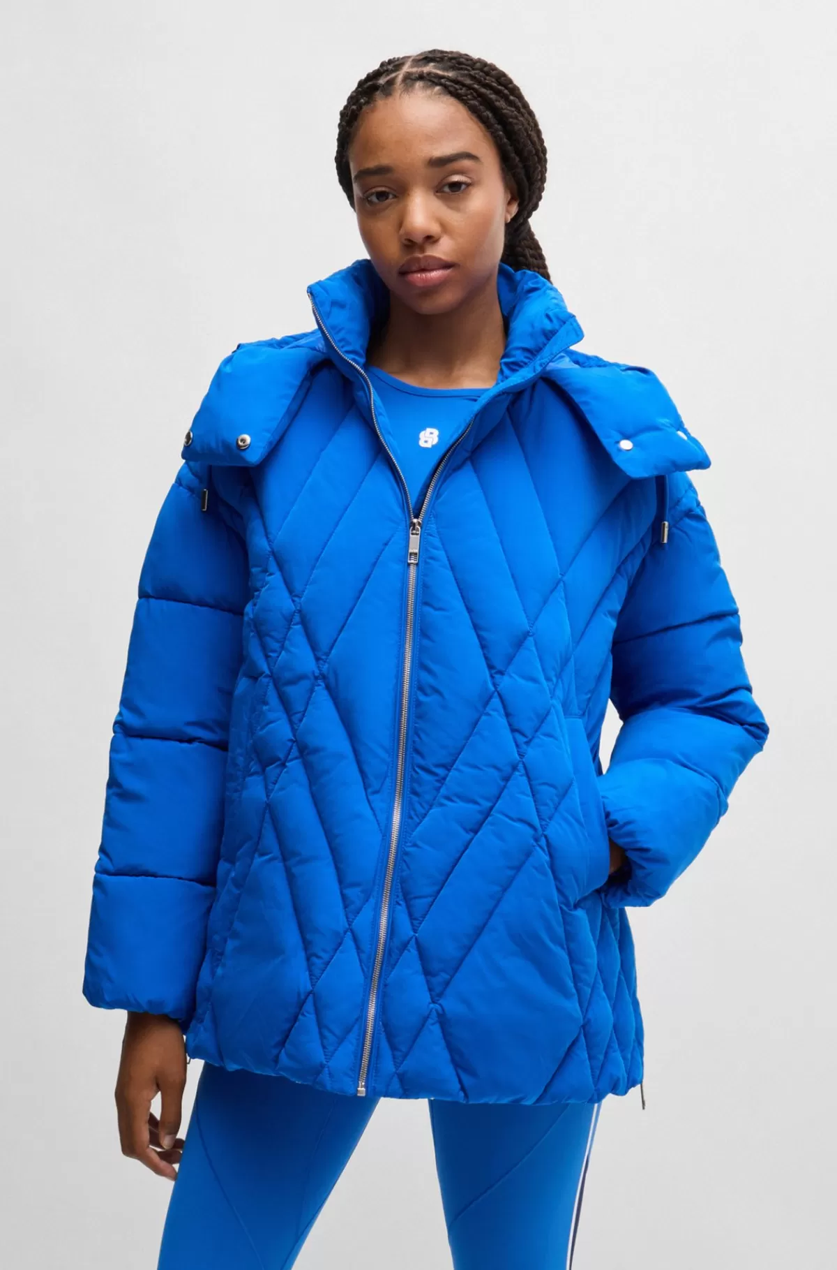 HUGO BOSS Vandskyende Jakke Med Opdateret Quiltning Blå Cheap