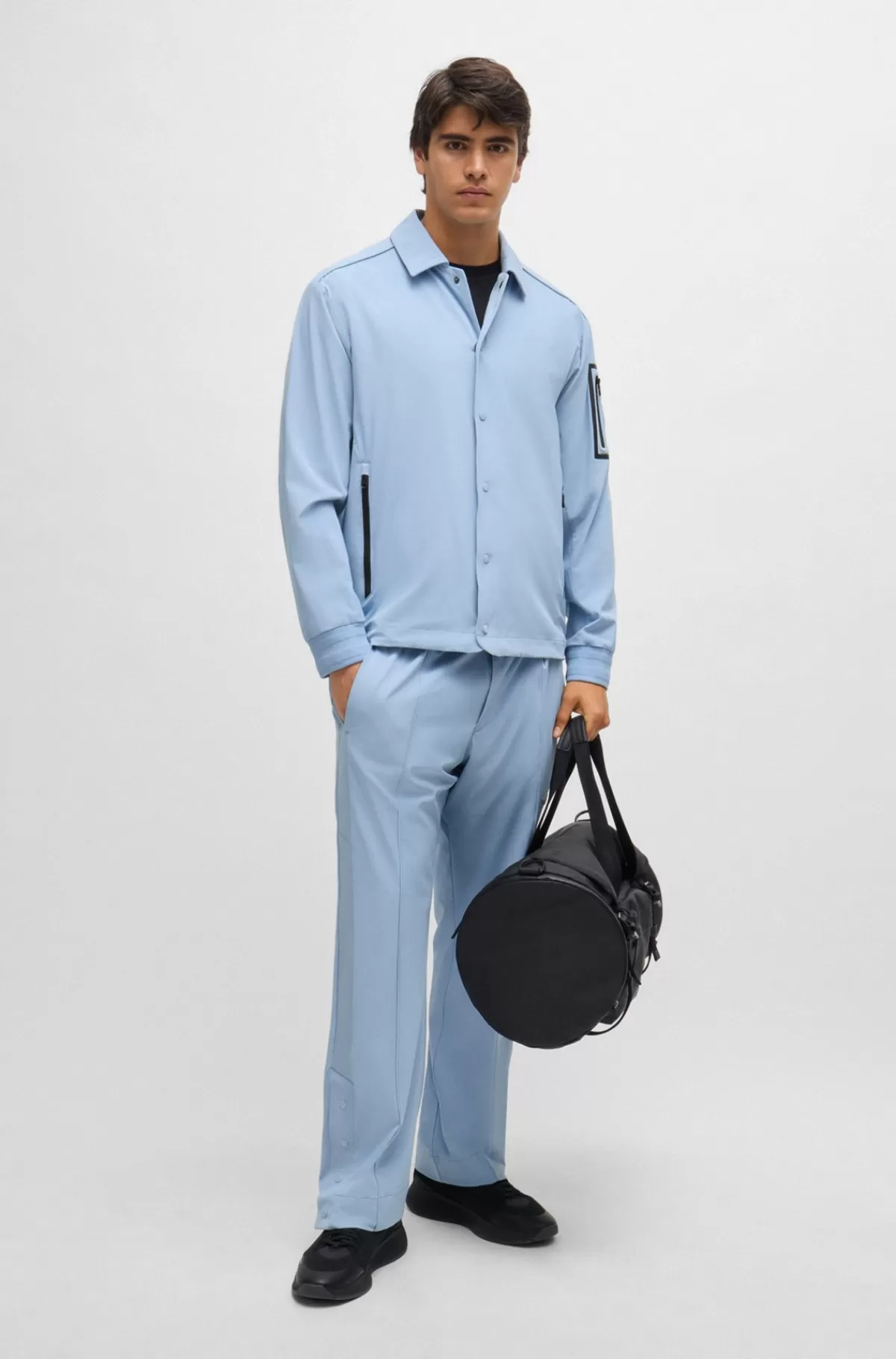 HUGO BOSS Vandskyende Jakke Med Regular Fit Og Kontrastdetalje Lyseblå Clearance