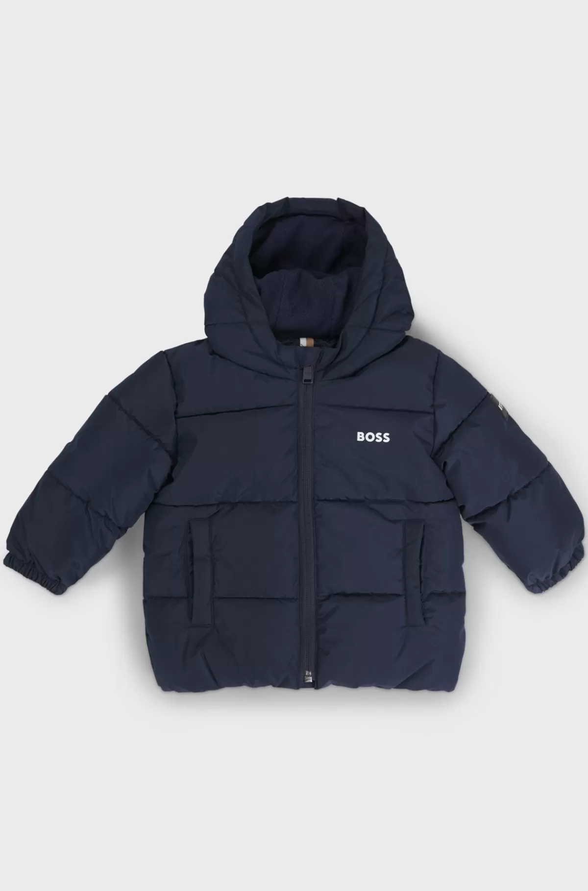 HUGO BOSS Vandskyende Og Vatteret Jakke Til Børn Med Logoprint Mørkeblå Flash Sale