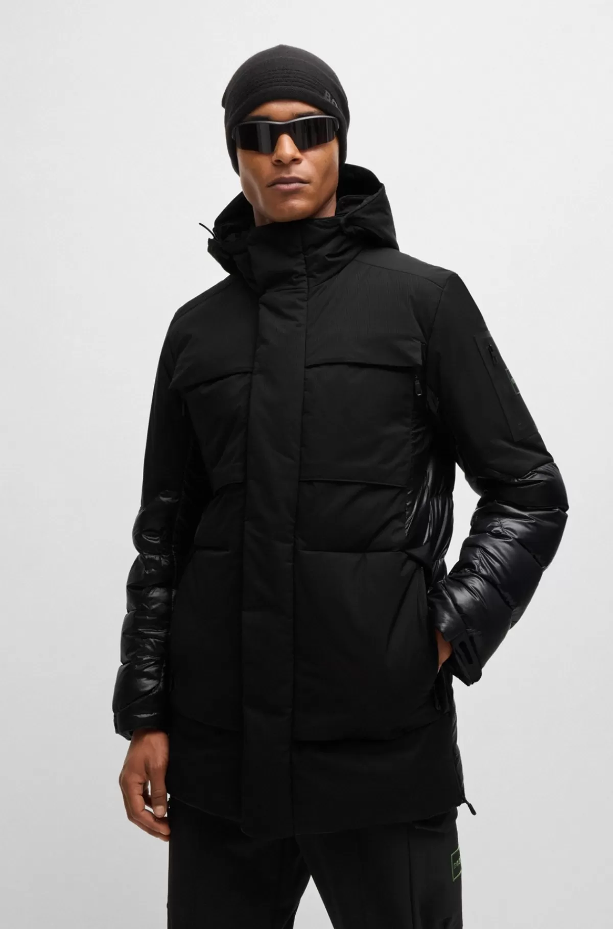 HUGO BOSS Vandskyende Parkajakke Med Dunfyld Sort Clearance