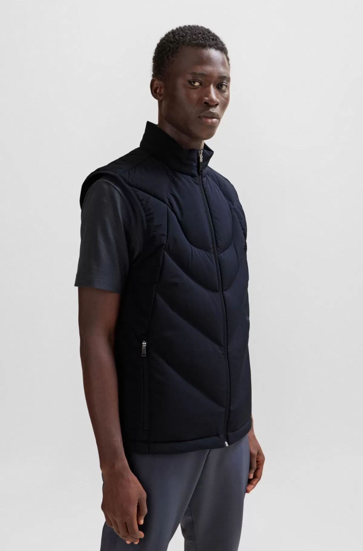HUGO BOSS Vandskyende Regular Fit Vest Med Dunfyld Mørkeblå Flash Sale