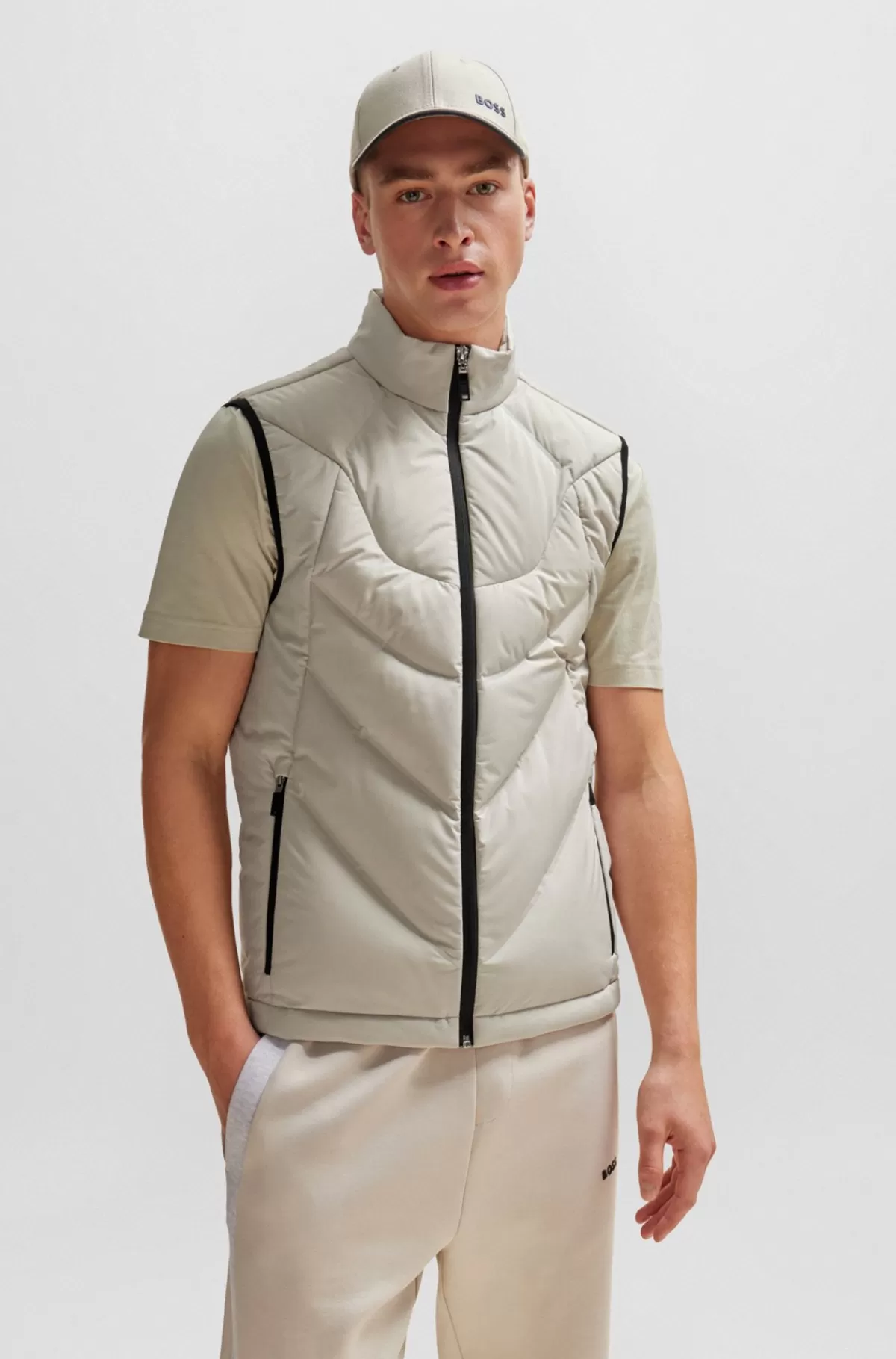 HUGO BOSS Vandskyende Regular Fit Vest Med Dunfyld Naturlig Flash Sale