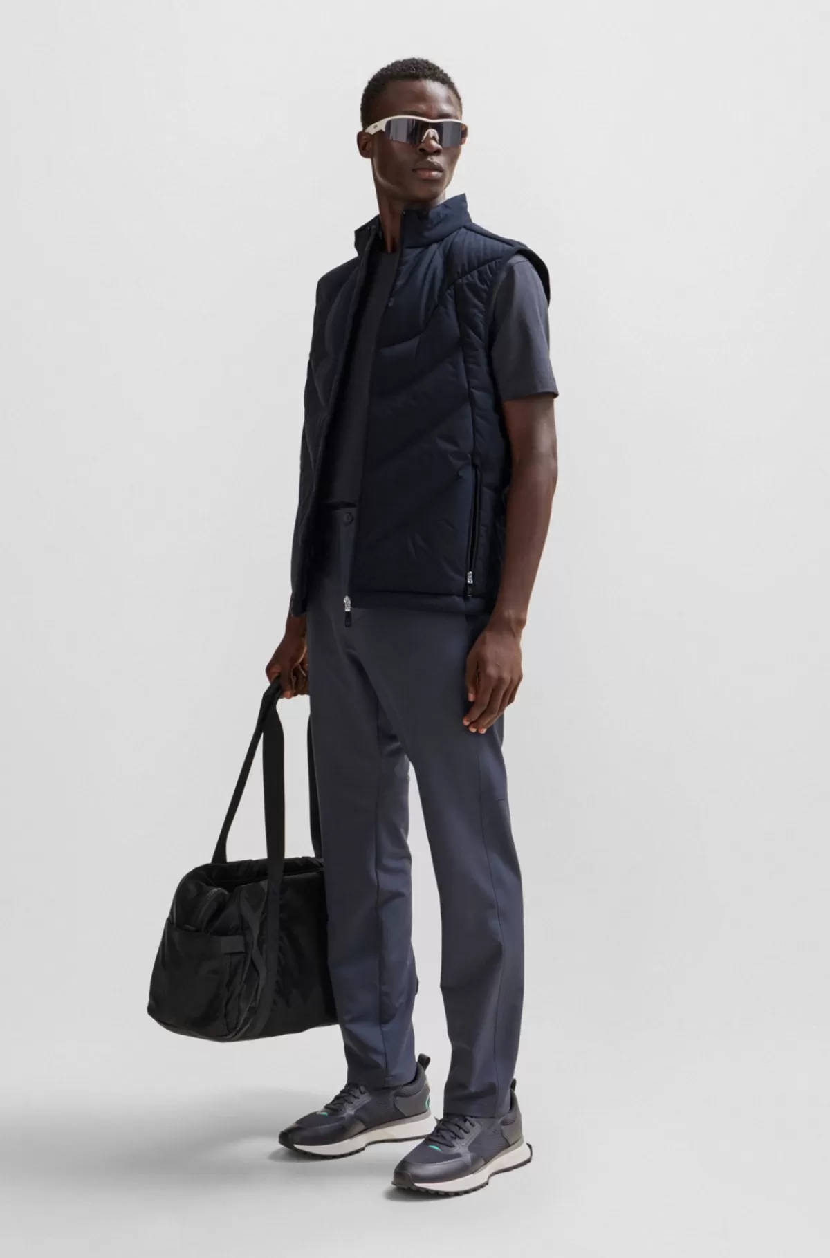 HUGO BOSS Vandskyende Regular Fit Vest Med Dunfyld Mørkeblå Flash Sale