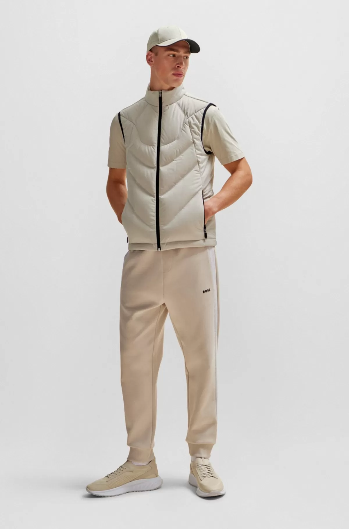 HUGO BOSS Vandskyende Regular Fit Vest Med Dunfyld Naturlig Flash Sale