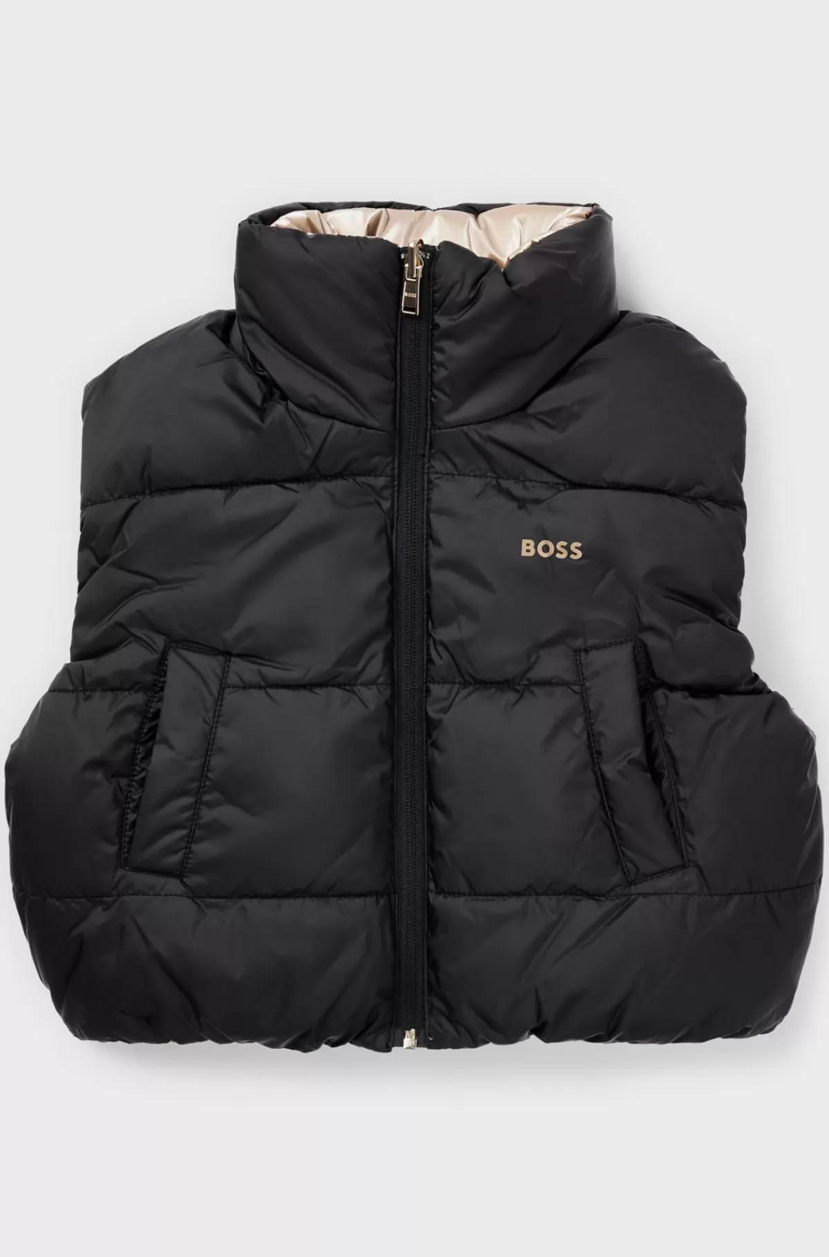 HUGO BOSS Vandskyende Vendbar Vest Med Logo Til Børn Sort Clearance