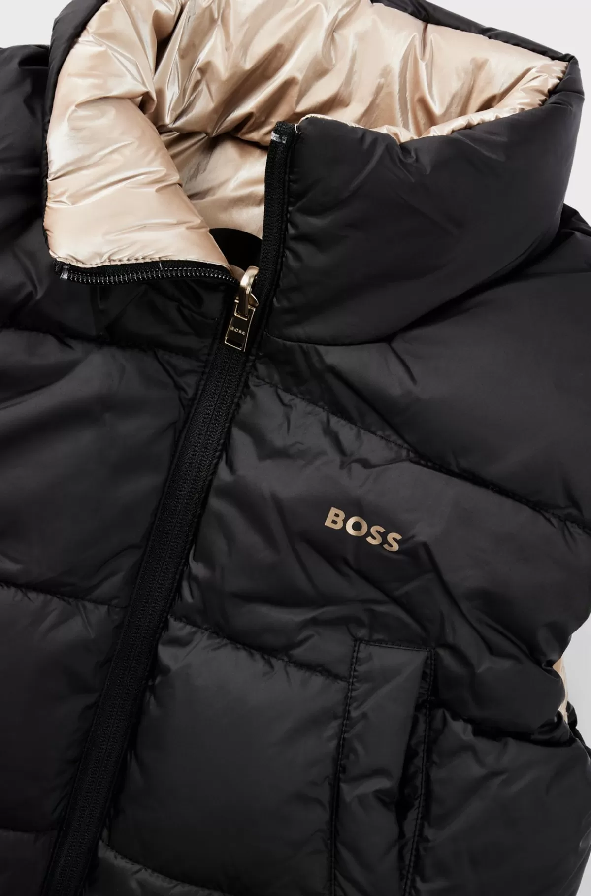 HUGO BOSS Vandskyende Vendbar Vest Med Logo Til Børn Sort Clearance