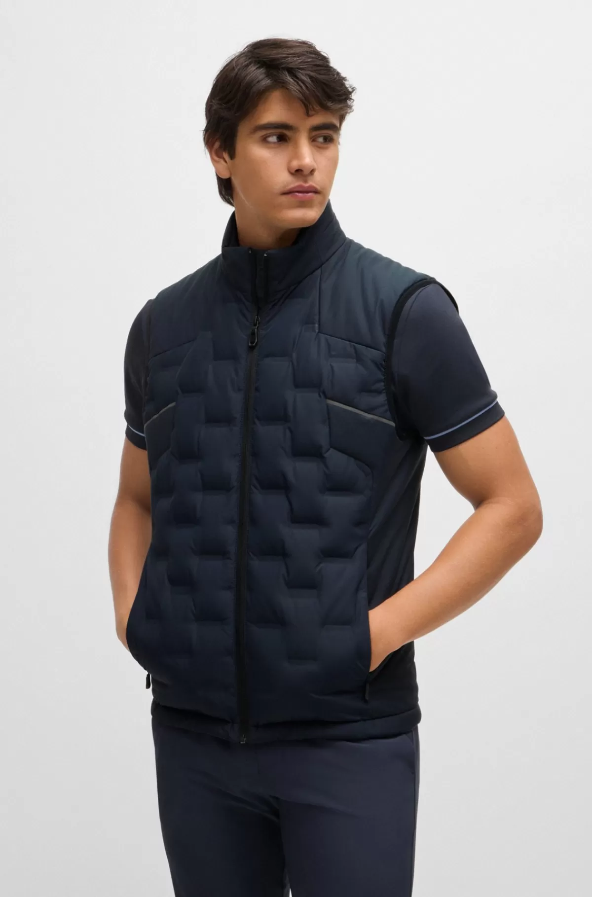 HUGO BOSS Vandskyende Vest Med Quiltning Mørkeblå Shop
