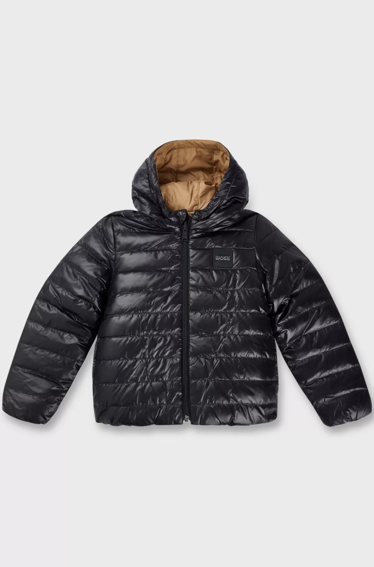 HUGO BOSS Vendbar Og Vandskyende Dunjakke Med Logo Til Børn Sort Best