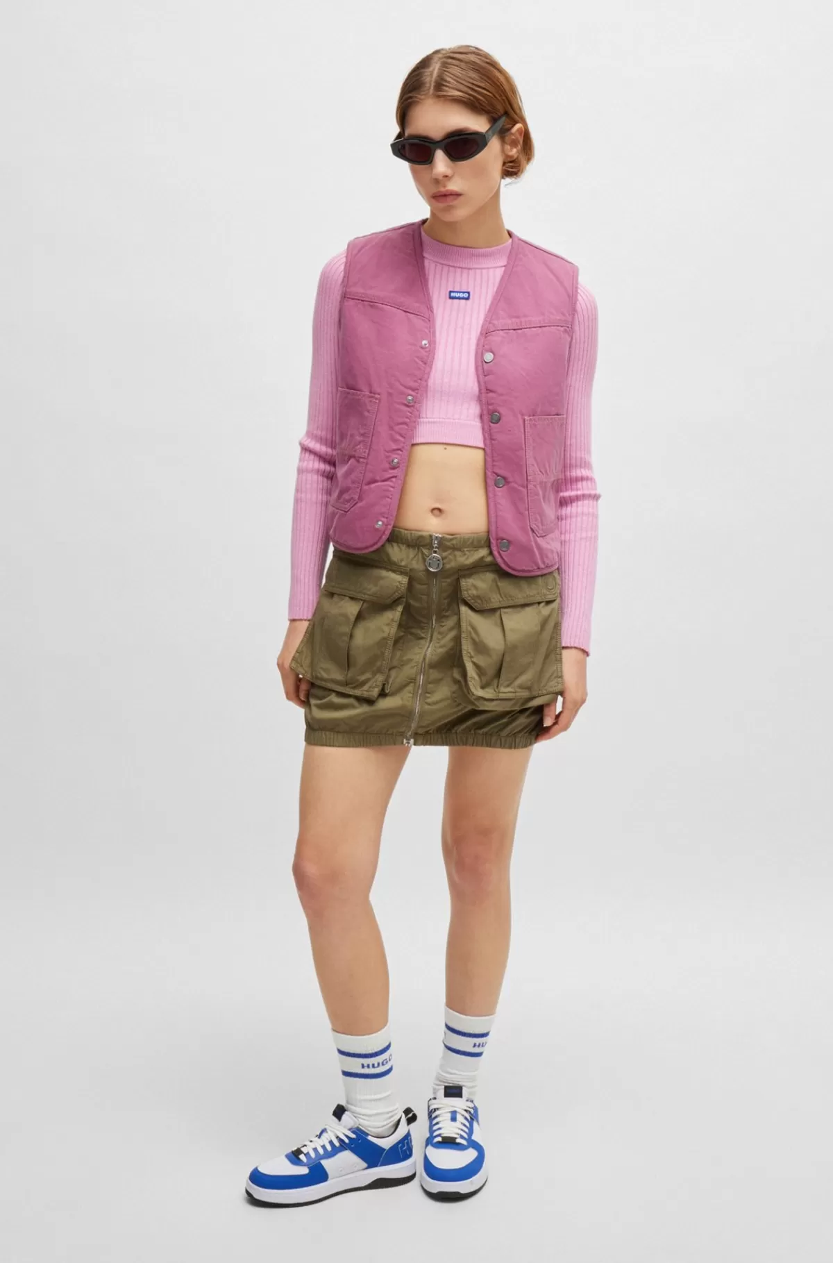HUGO BOSS Vest Med Relaxed Fit I Bomuldskanvas Pink Store