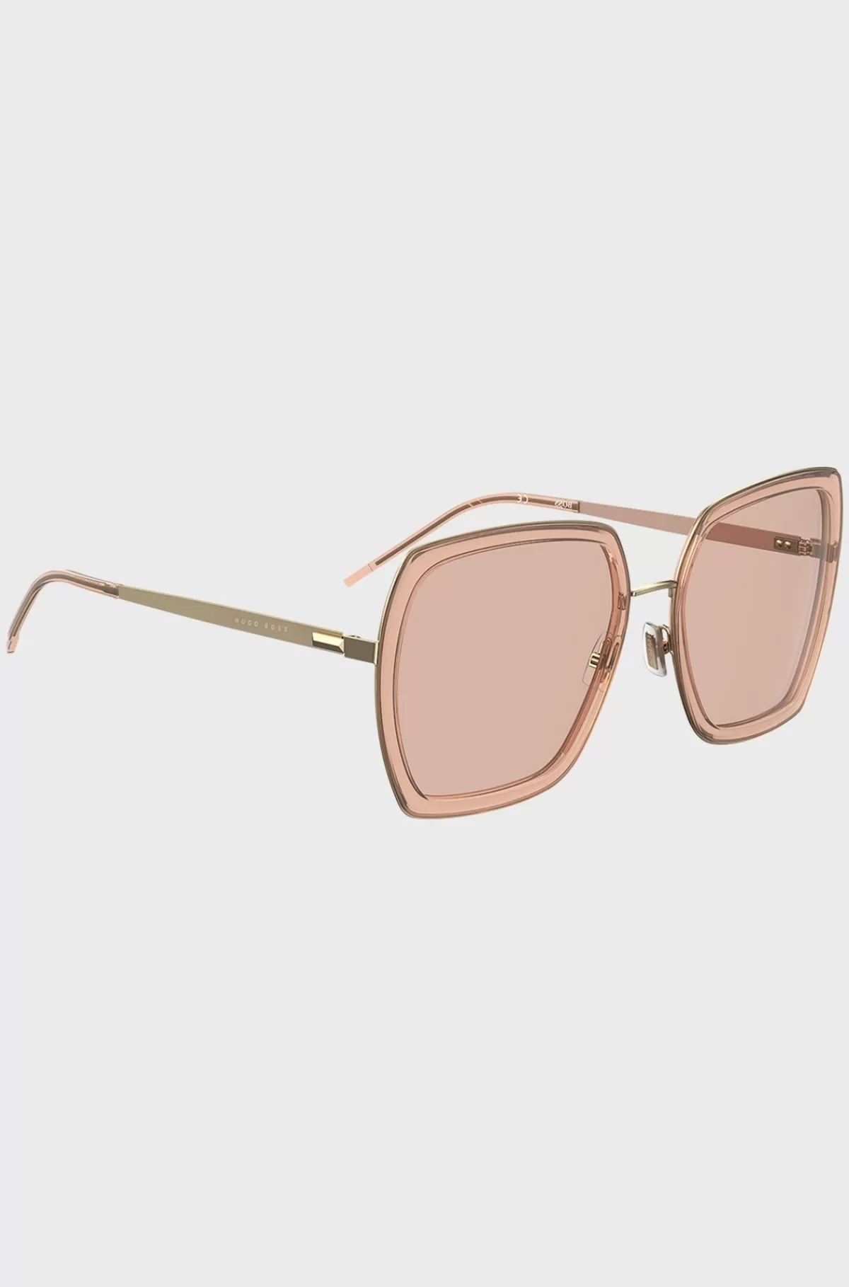 HUGO BOSS Vinklede Solbriller I Blandede Materialer Med Signaturmetal Pink Sale