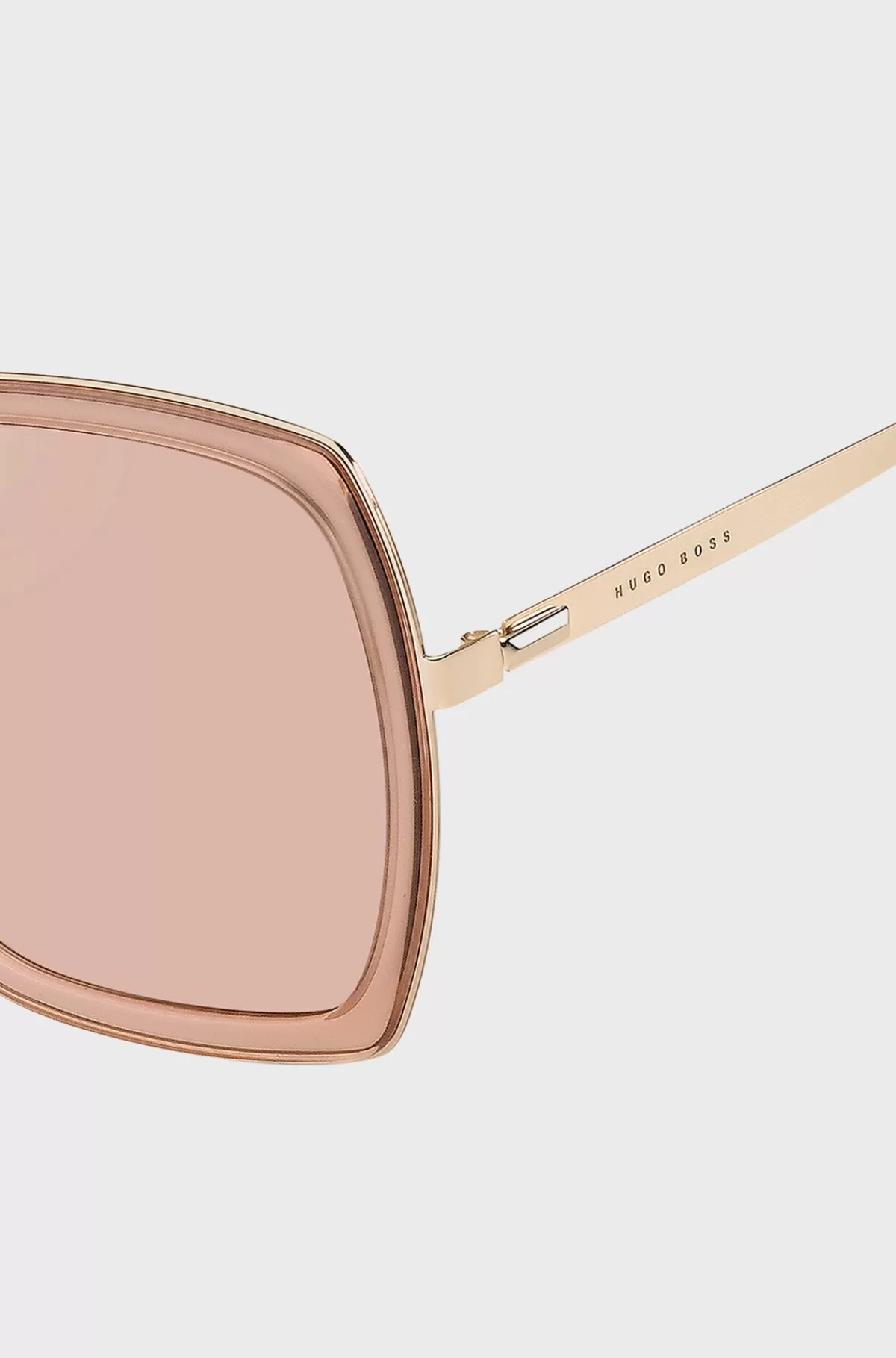 HUGO BOSS Vinklede Solbriller I Blandede Materialer Med Signaturmetal Pink Sale
