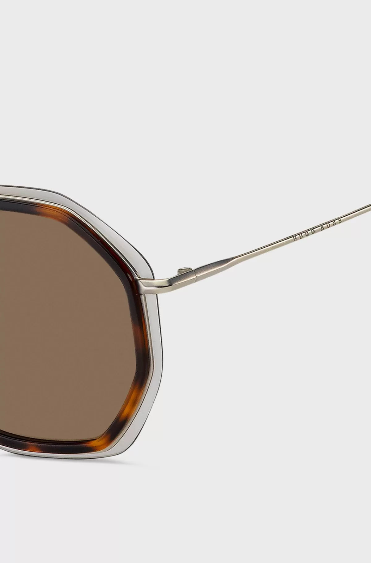 HUGO BOSS Vinklede Solbriller I Havana-acetat Med Brune Glas Brun mønstret Flash Sale