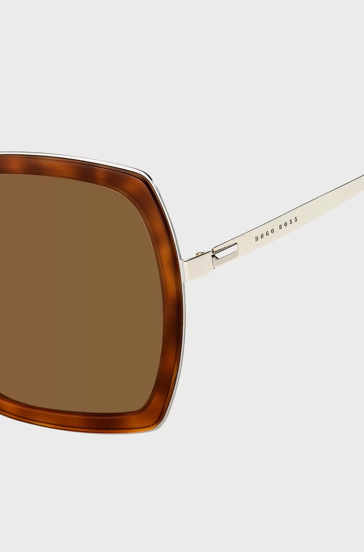 HUGO BOSS Vinklede Solbriller Med Havana-stel Og Signaturmetal Brun mønstret Cheap