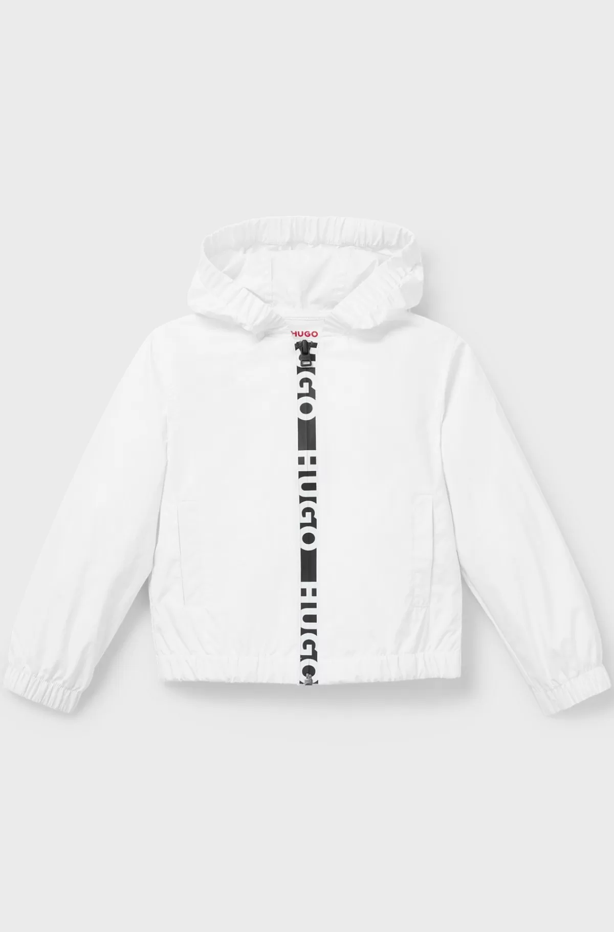 HUGO BOSS Windbreaker Med Hætte Og Logotryk Til Børn Hvid Fashion