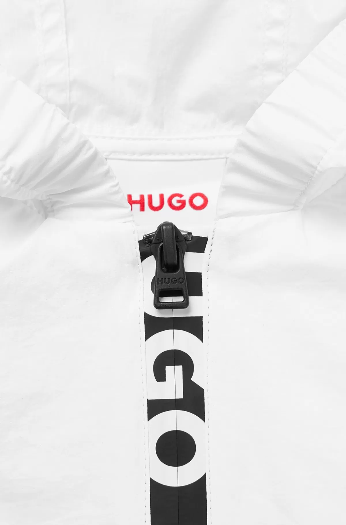 HUGO BOSS Windbreaker Med Hætte Og Logotryk Til Børn Hvid Fashion