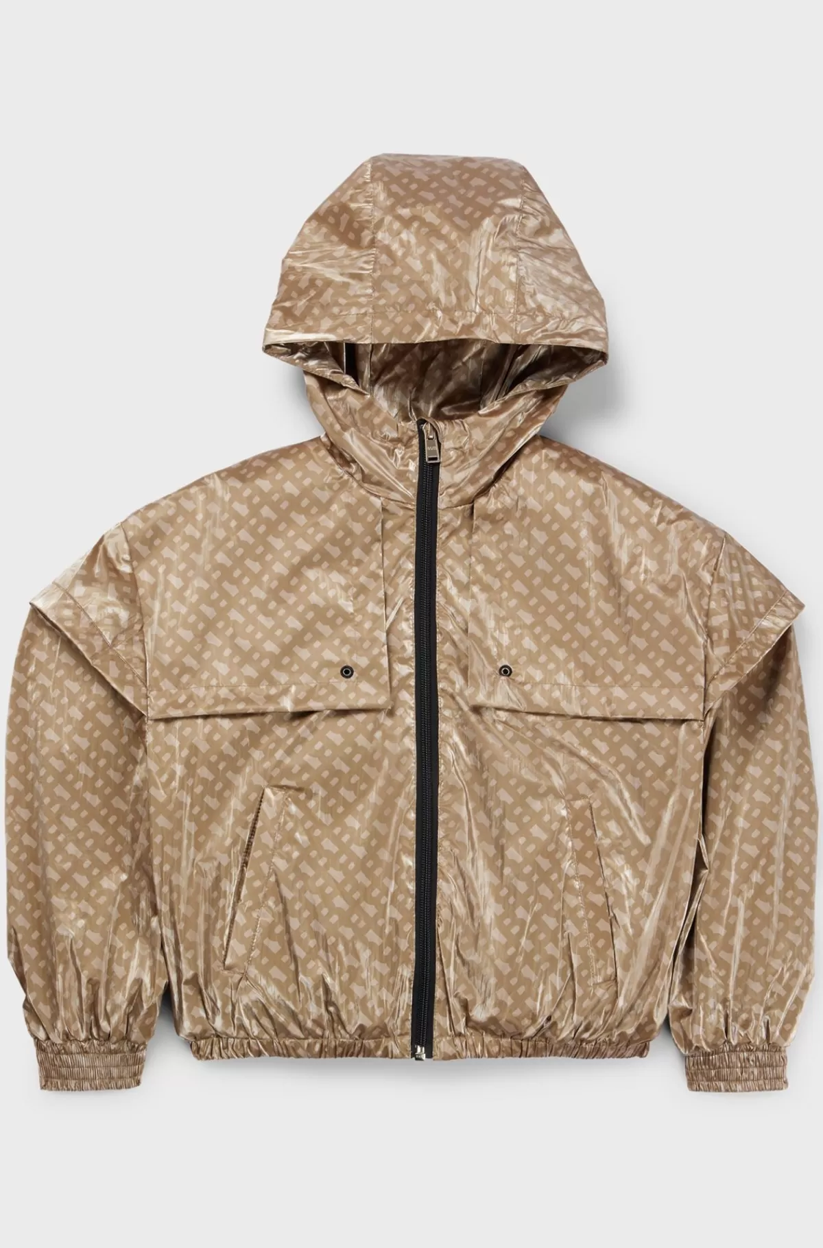 HUGO BOSS Windbreaker Med Hætte Og Monogrammønster Til Børn Beige Sale