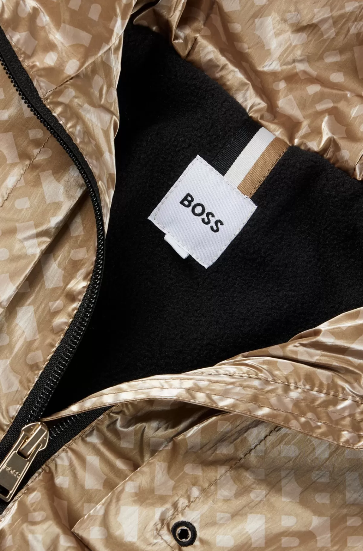 HUGO BOSS Windbreaker Med Hætte Og Monogrammønster Til Børn Beige Sale