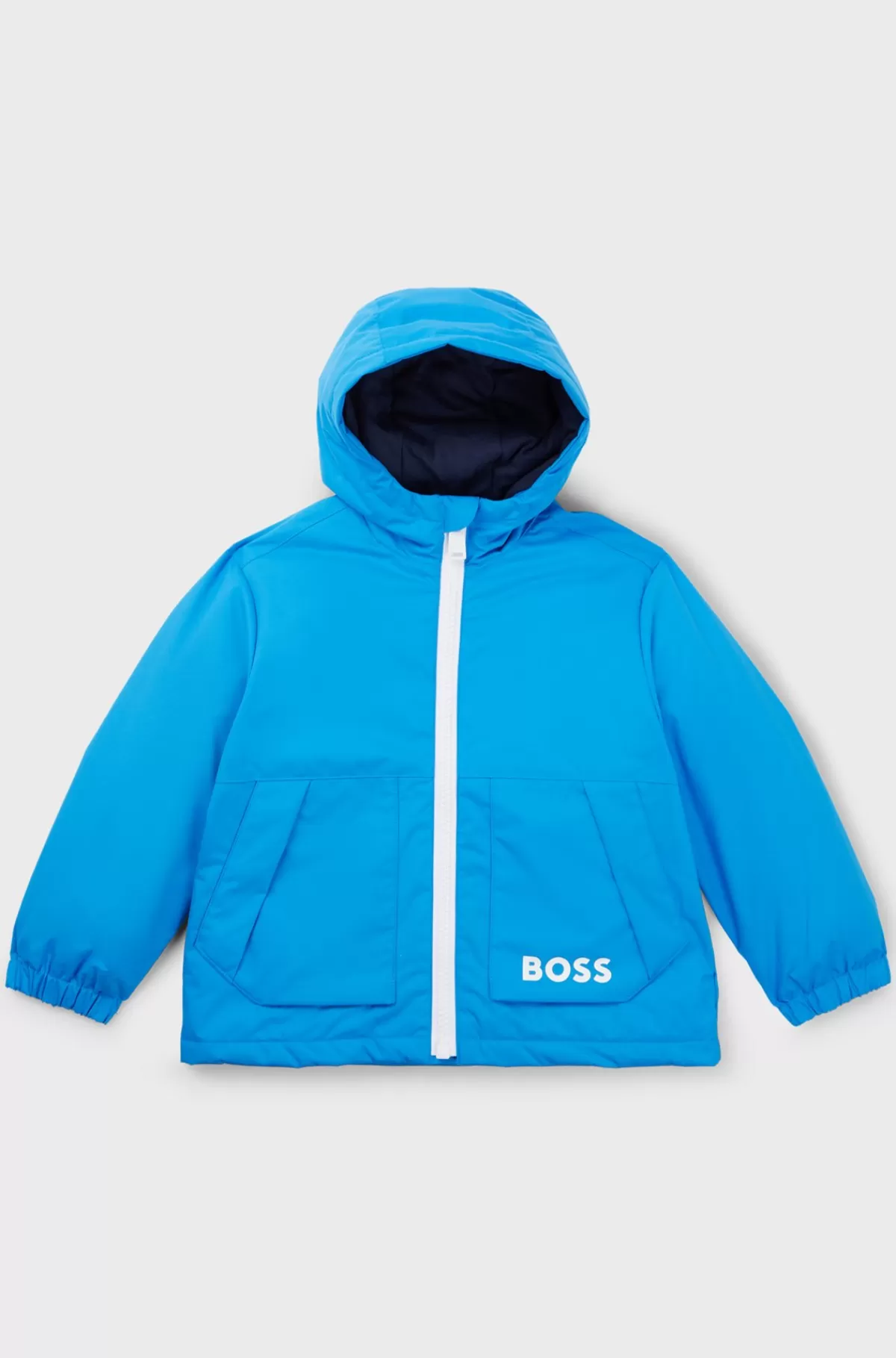 HUGO BOSS Windbreaker Med Hætte Og Synligt Monogrammønster Til Børn Blå Cheap