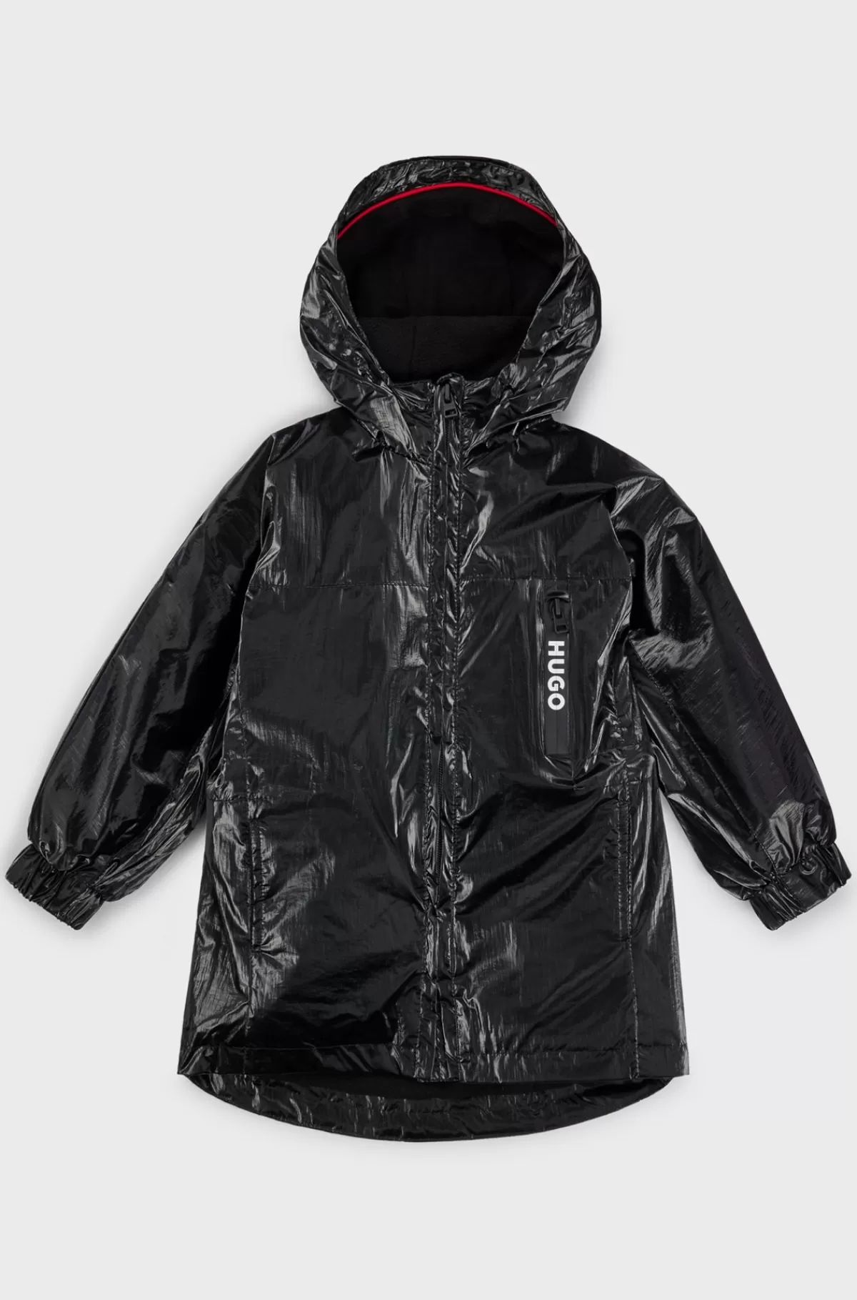 HUGO BOSS Windbreaker Til Børn I Filmbetrukket Stof Med Logo Bagpå Sort Sale