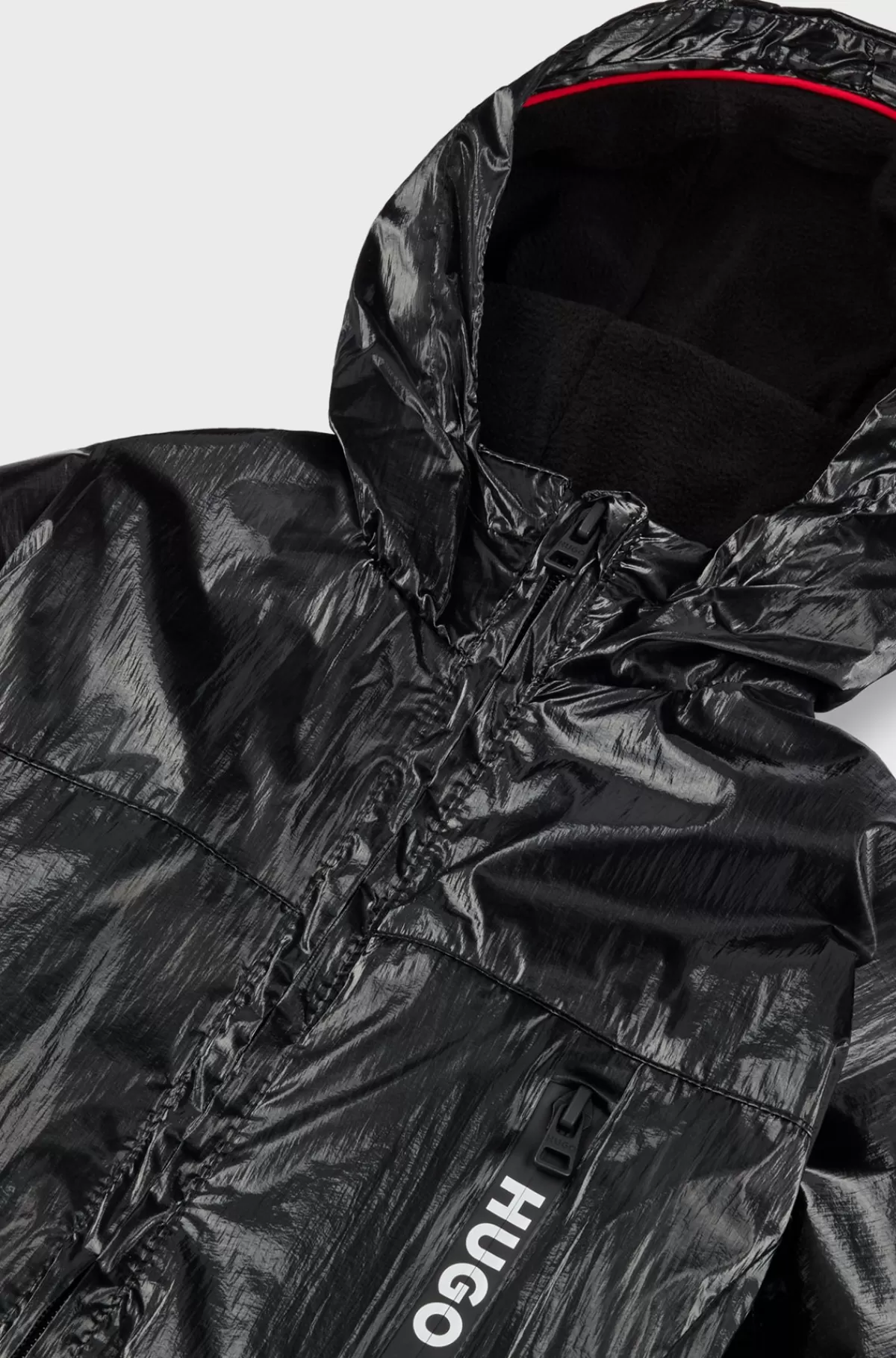 HUGO BOSS Windbreaker Til Børn I Filmbetrukket Stof Med Logo Bagpå Sort Sale
