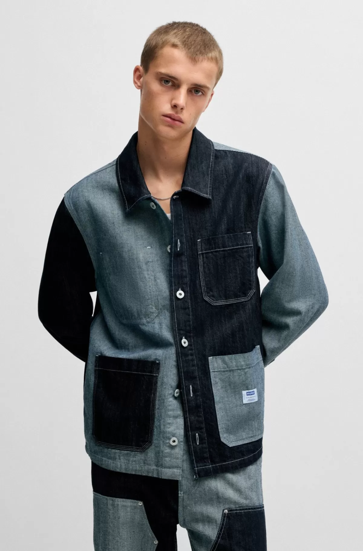 HUGO BOSS Yderskjorte Med Relaxed Fit I Blandet Denimstof Mørkeblå Best Sale